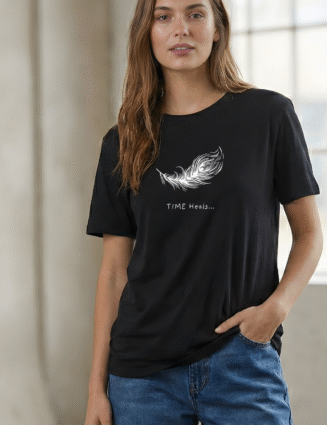 Street Bunny Women’s Regular Fit “TIME Heals” Cotton T-Shirt – Black | Sizes S to 4XL