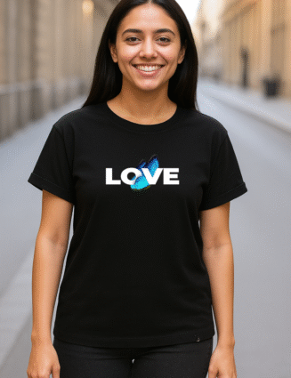 Street Bunny Women’s Regular Fit “LOVE” Black Cotton T-Shirt | Sizes S to XXL