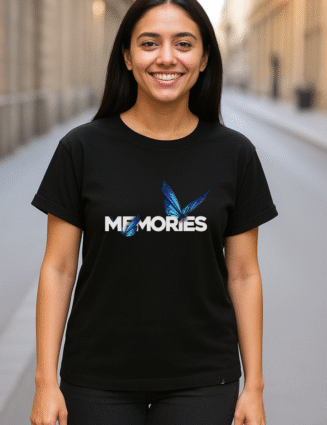 Street Bunny Women’s Regular Fit “Memories” Black Cotton T-Shirt | Sizes S to XXL