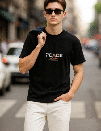 Men’s Black “Peace of Mind” Graphic T-Shirt | Street Bunny